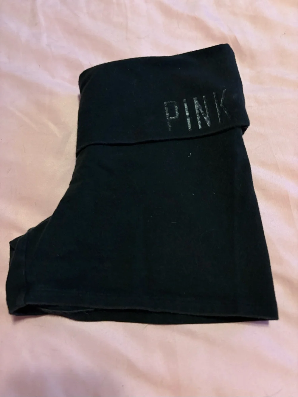 PINK Victoria's Secret Black Fold-Over Yoga Shorts - Picture 5 of 6
